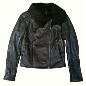 Express Faux Fur Black Bomber Jacket Women's XS